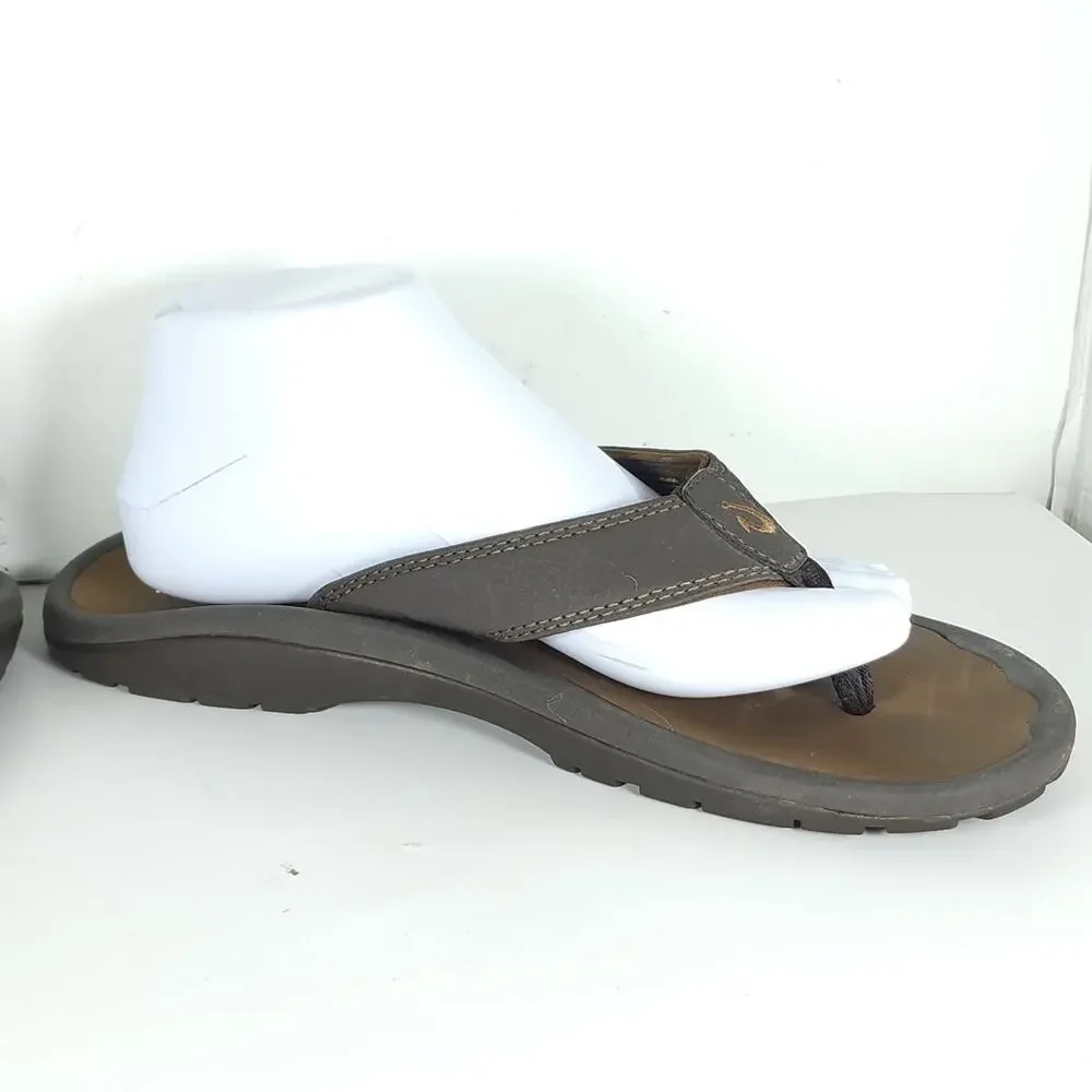 Olukai Men's Ohana US9 Brown Slip On Flat Thong Sandals